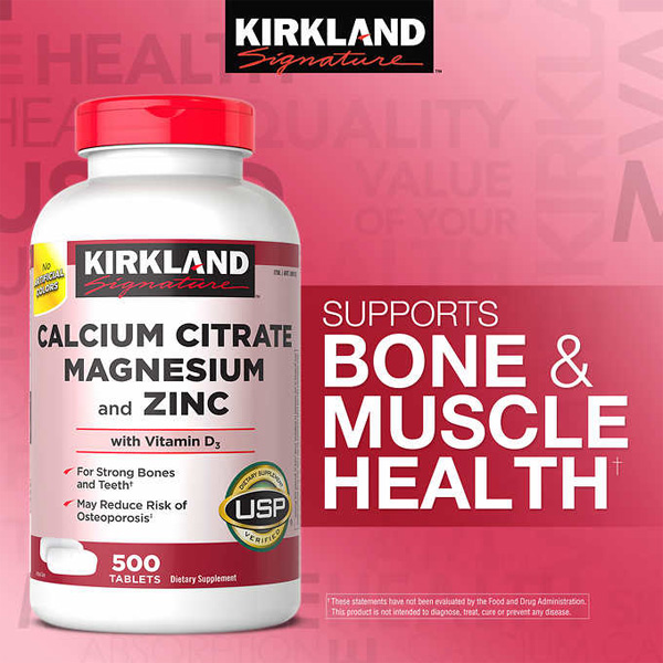 Canxicho người lớn Mỹ Kirkland Signature Calcium Citrate Magnesium And Zinc with Vitamin D3 phát triển hệ thống xương, phòng chống loãng xương - OZ Slim Store