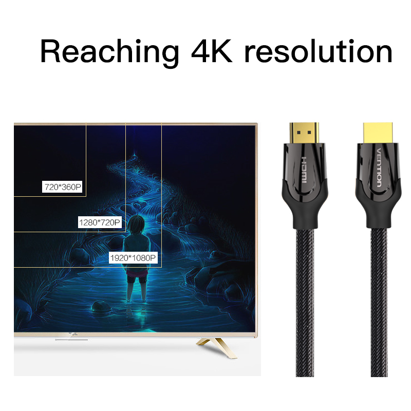 Cáp HDMI 2.0 bọc lưới cao cấp Vention, hỗ trợ 2k, 4k 60Hz - Hàng chính hãng Vention