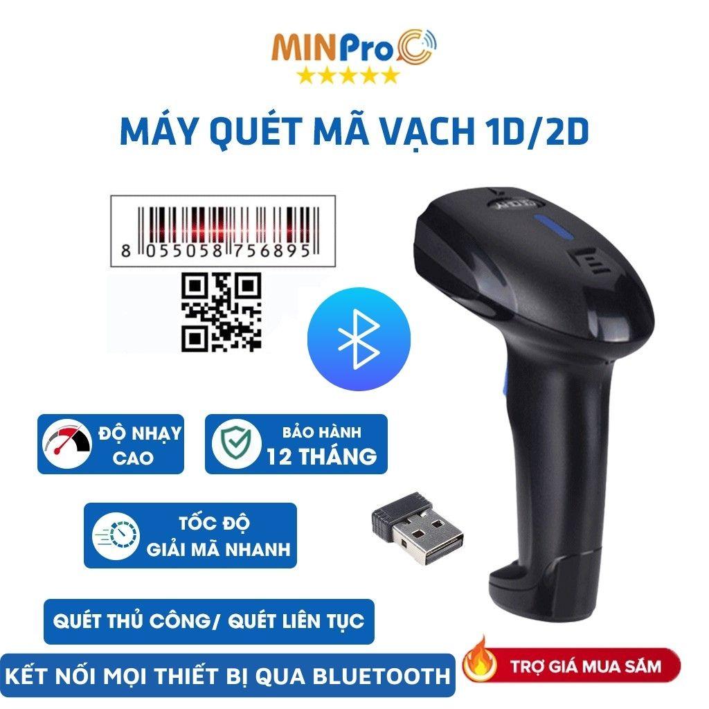 Máy quét mã vạch MINPRO không dây 2.4Ghz, quét mã vạch hàng hóa, công nghệ laser - Bảo hành 1 năm