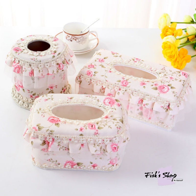 Hộp đựng giấy ăn ren sang trọng set 3 chiếc