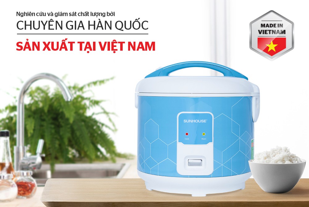 Nồi cơm điện 1.8L SUNHOUSE SHD8622G xanh - Hàng chính hãng