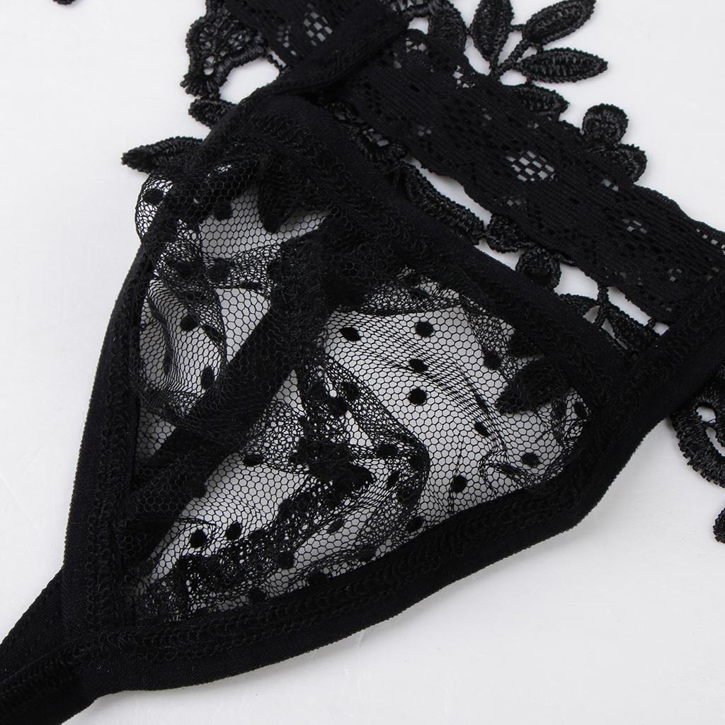 2xMen Sheer Mesh Lace Bulge Pouch T-back Thong Brief G-string Underwear Black