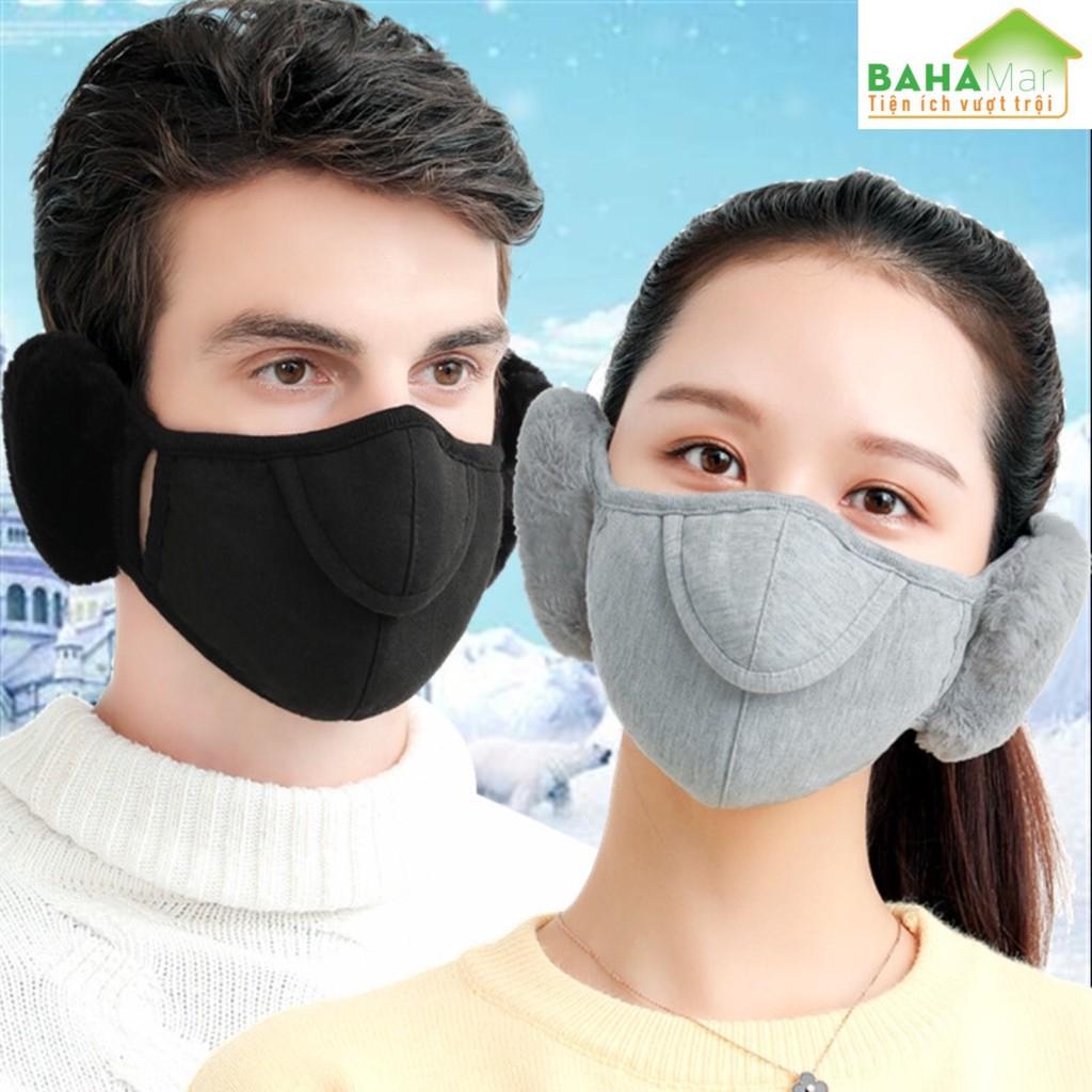 KHẨU TRANG TAI GẤU 2 TRONG 1 &quot;BAHAMAR&quot; kết hợp giữa khẩu trang và che tai mang ấm áp trong mùa Đông. phần nắp mở mũi thở