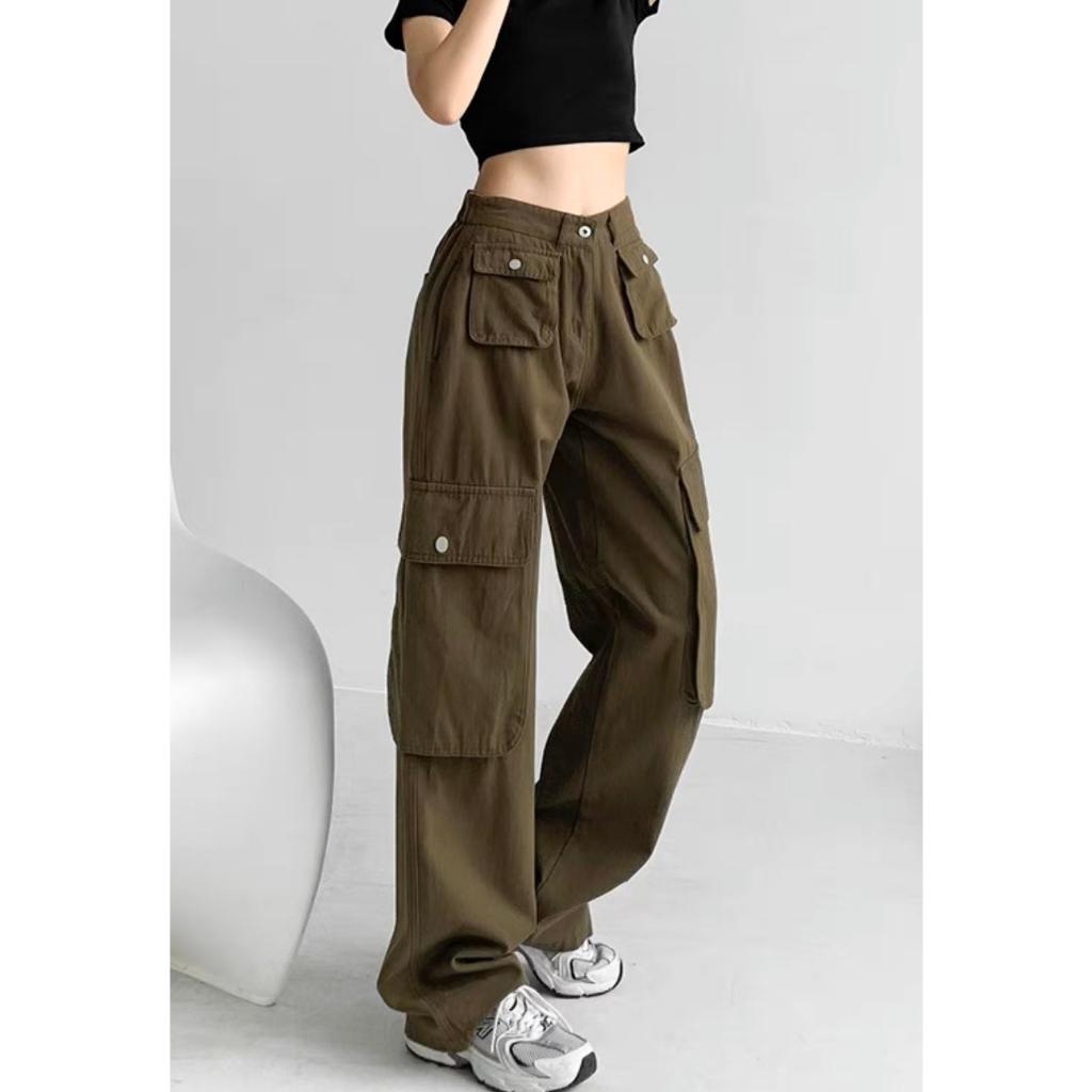 Quần kaki Cargo dài suông ống rộng 4 túi hộp màu trơn form nam nữ unisex - Quần baggy kaki style Ulzzang