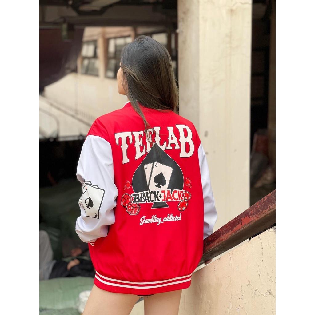 Áo Khoác Bomber Dù TEELAB BLACKJACK Form Rộng Unisex Nam Nữ Ulzzang Phong Cách Cá Tính