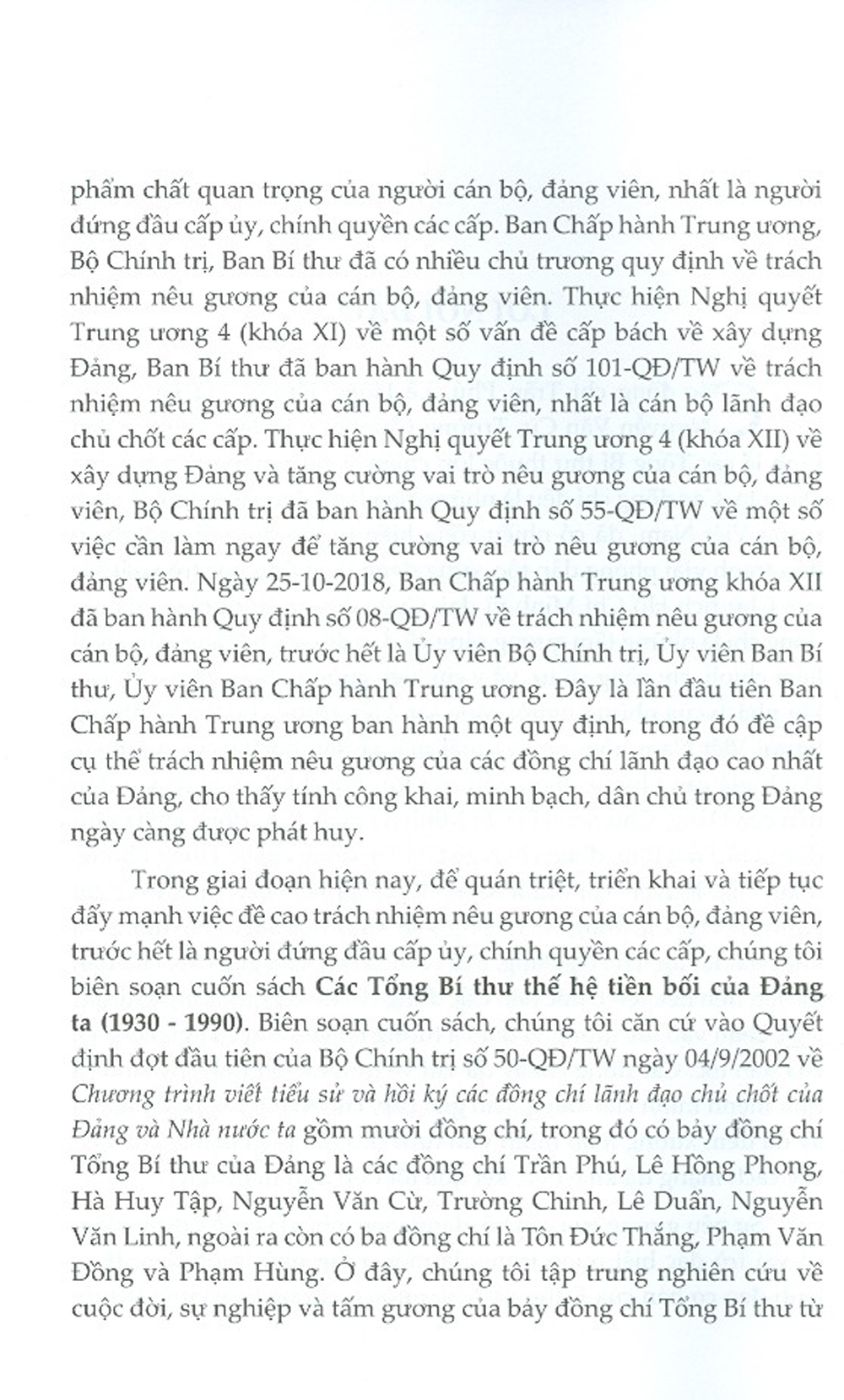 Các Tổng Bí Thư Thế Hệ Tiền Bối Của Đảng Ta (1930-1990)