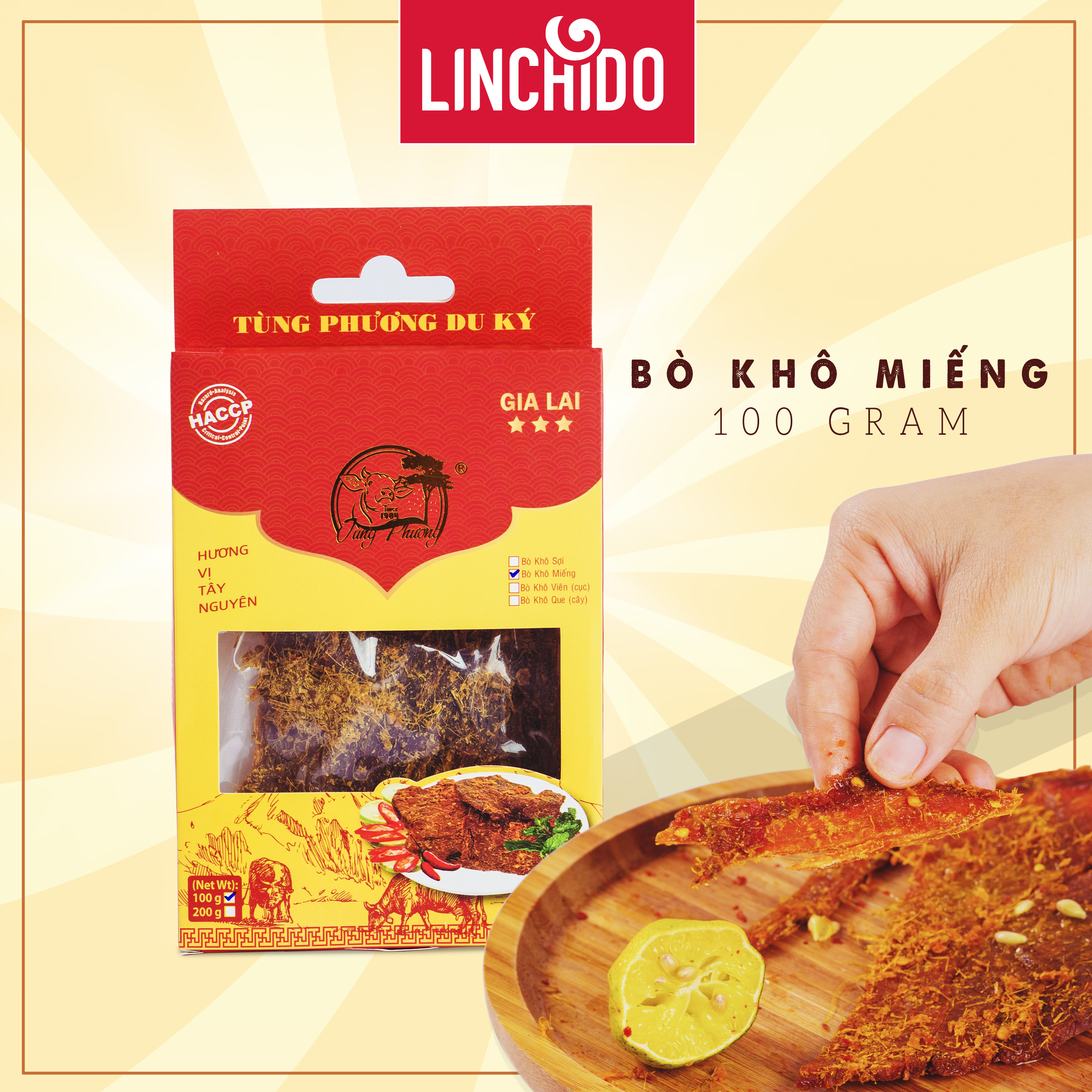 Khô Bò Miếng _ Tùng Phương Du Ký _ Loại 100 Gram ( LOẠI HỘP )