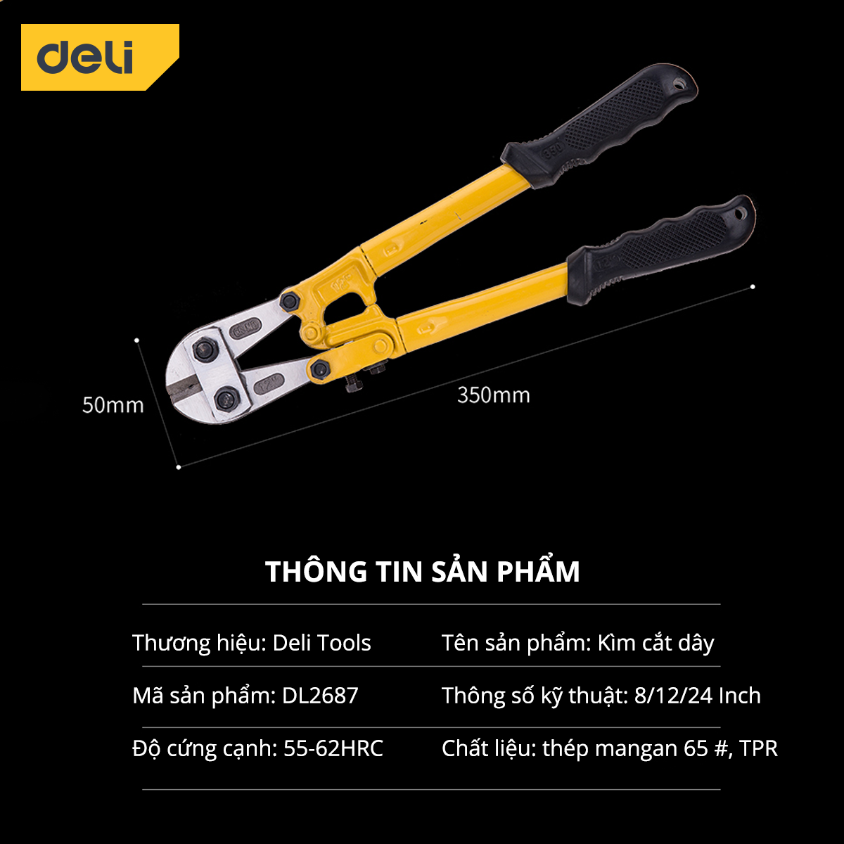 Kìm Cắt Dây Điện Đa Năng Deli - Chất Liệu Thép Cao Cấp, Tay Cầm Chống Trơn Trượt - Sử Dụng Nhiều Mục Đích - DL2687