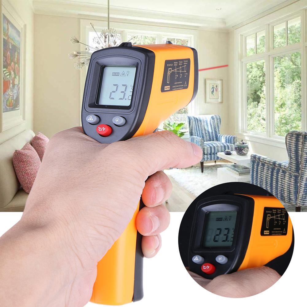 Digital Infrared Thermometer Laser Industrial Temperature Gun Non-Contact with Backlight -50-400°C(NOT for Humans) Battery not Included