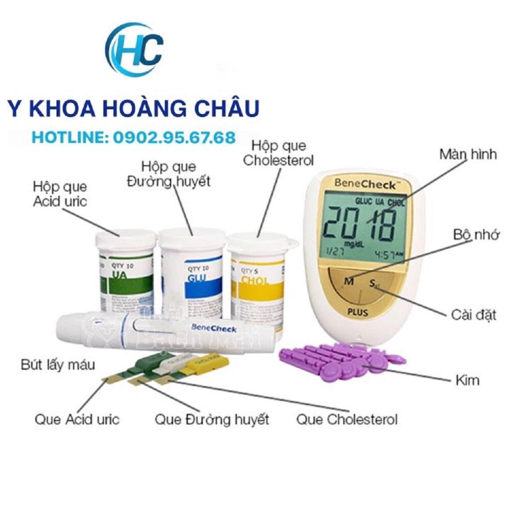 Máy Đo Đường Huyết 3 Trong 1 Benecheck Plus - Máy Đo Đường Huyết, Mỡ Máu, Axit Uric Trong Máu