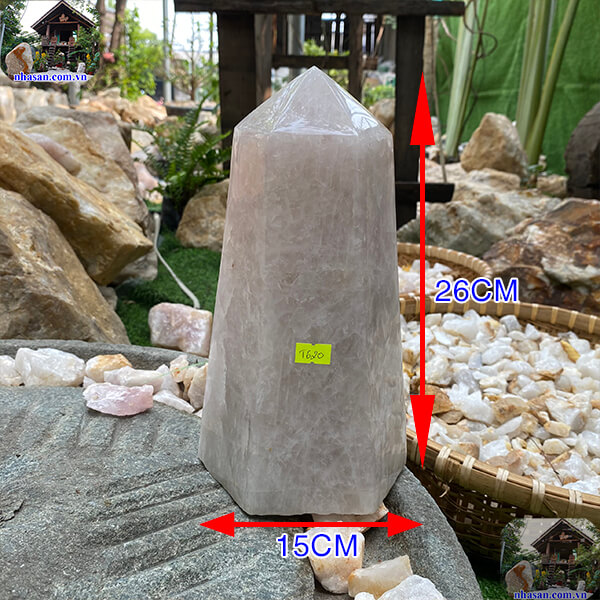 Trụ đá thạch anh hồng đánh bóng phong thủy-6.6kg -T620
