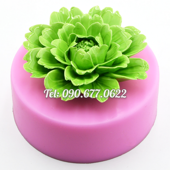 Khuôn rau câu silicone hoa mẫu đơn tầng - Loại 8 cm – Mã số 1827