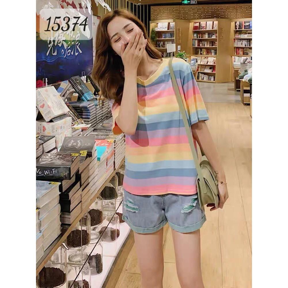 15374 Áo BIG SIZE sọc Cầu vòng