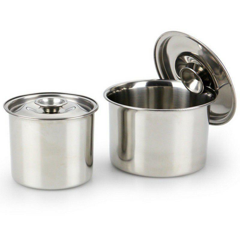 Tô - Âu - Hũ inox tròn đựng thực phẩm có nắp làm bằng inox sáng bóng