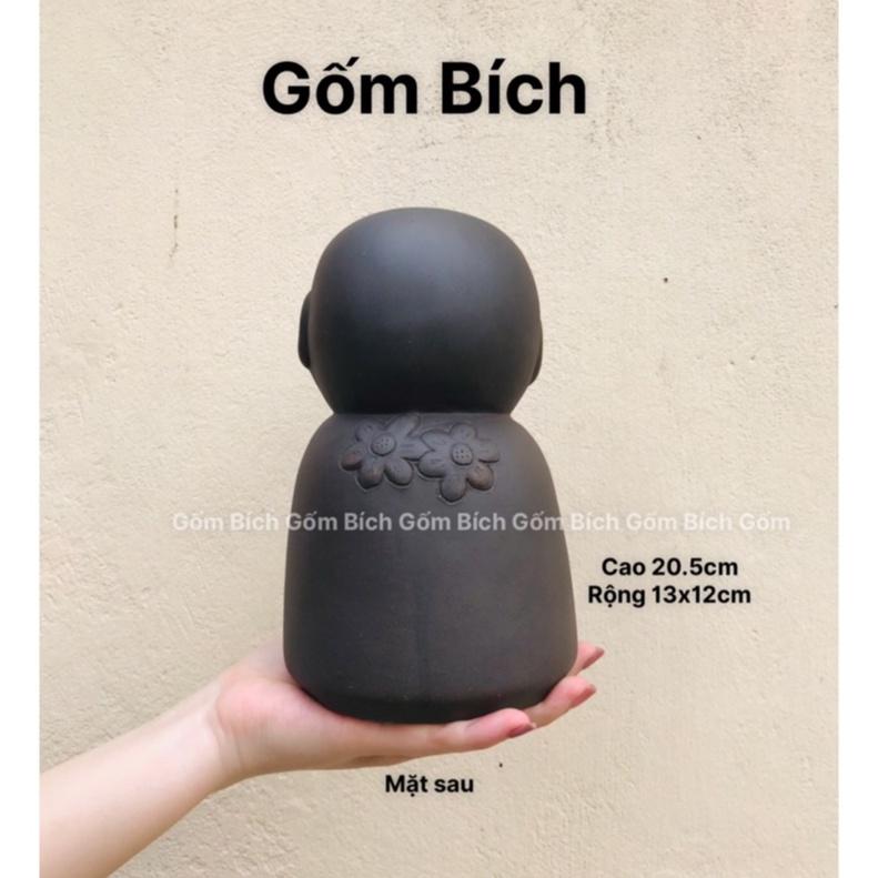 Tượng Gốm Chú Tiểu Tự Tại Gốm Sứ Bát Tràng Decor Trang Trí - Gốm Bích
