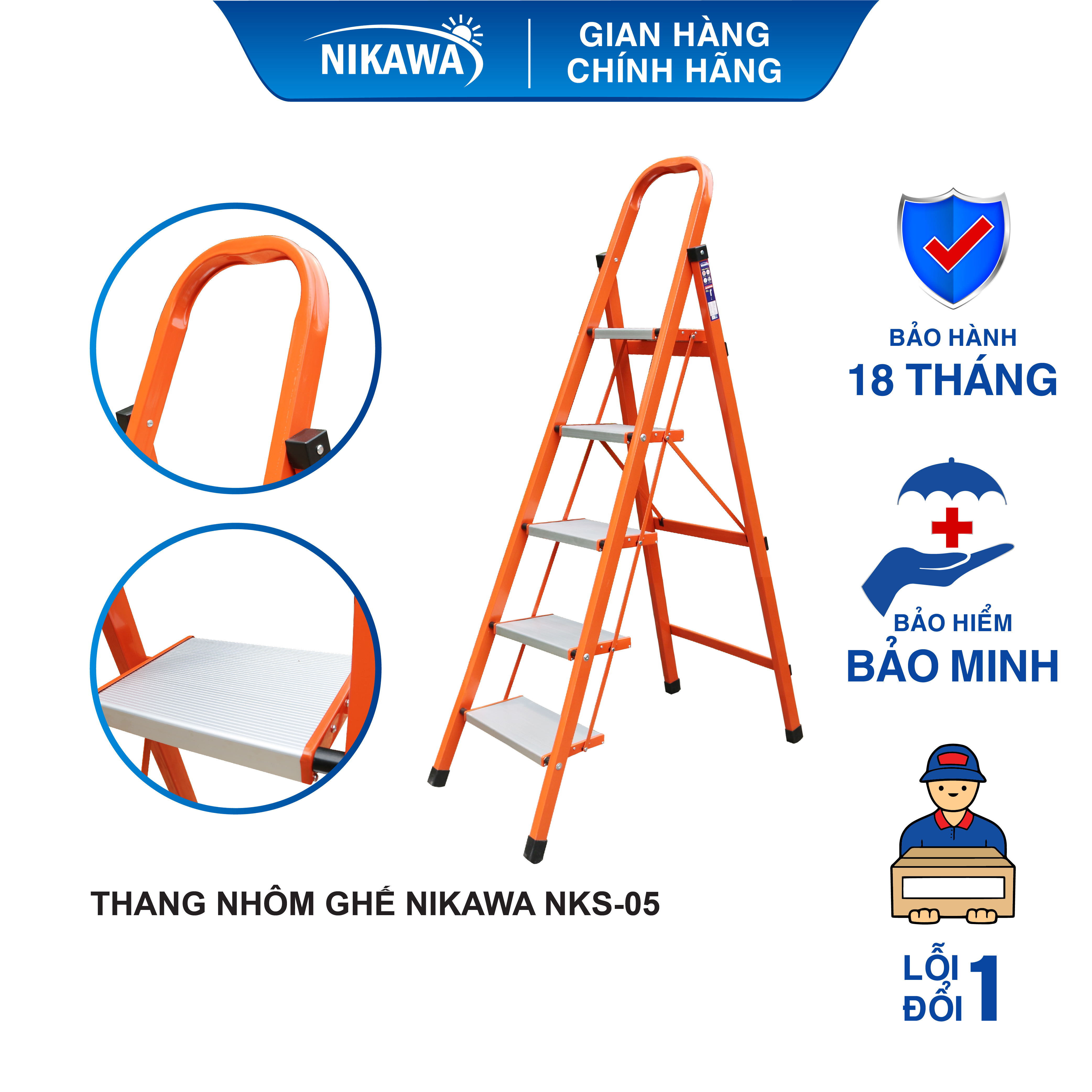 Thang ghế Nikawa NKS-05, 5 bậc, bảo hành 18 tháng