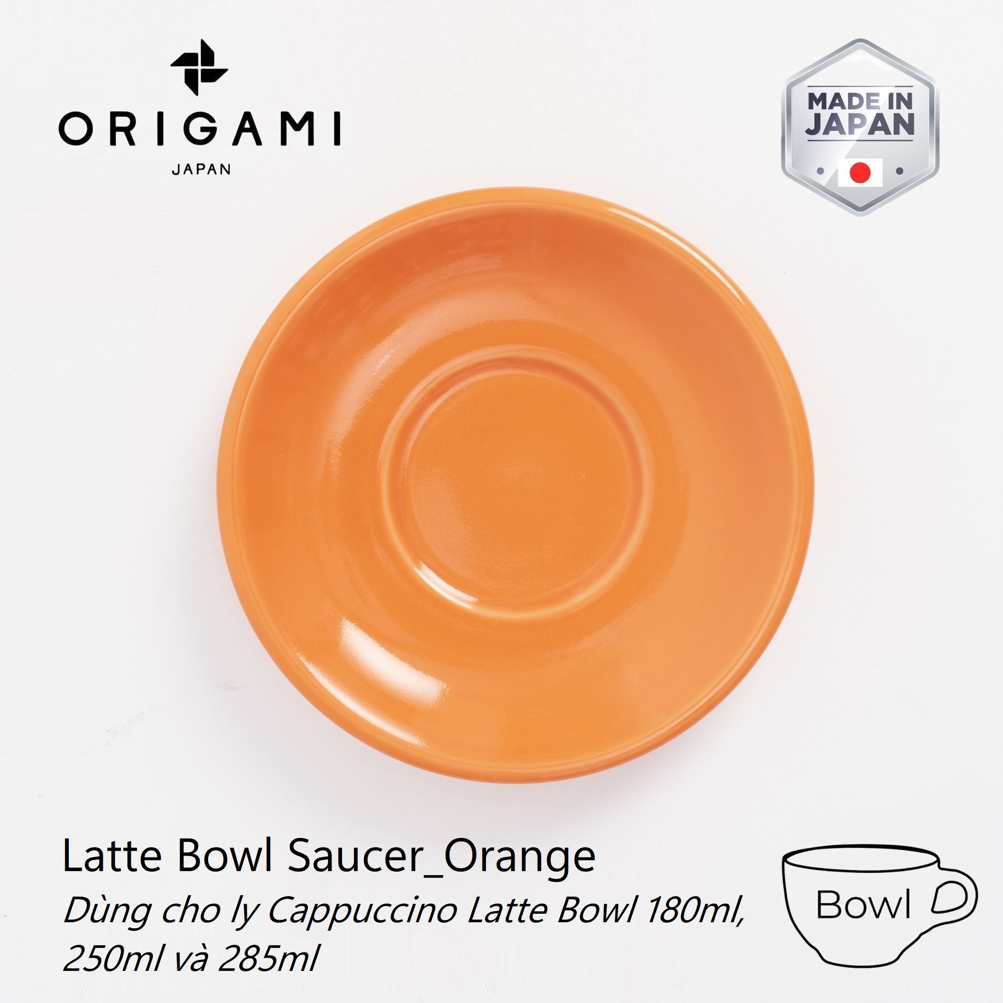 Đĩa sứ Origami Cappuccino Latte Bowl Saucer 140mm