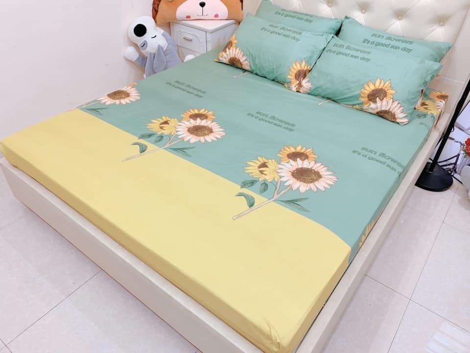 Bộ Ga Gối Cotton Poly 3D - Hoa Mặt Trời