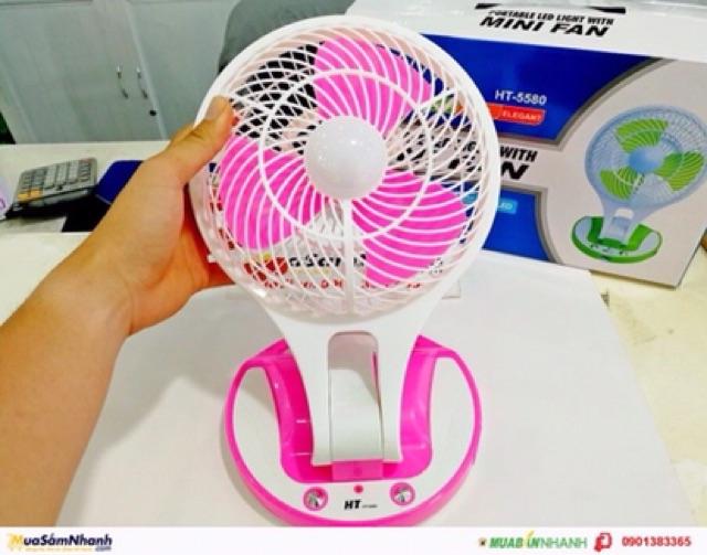 Siêu mát - Quạt sạc điện có đèn pin Mini Fan M-5580 - Thổi bay cơn nóng