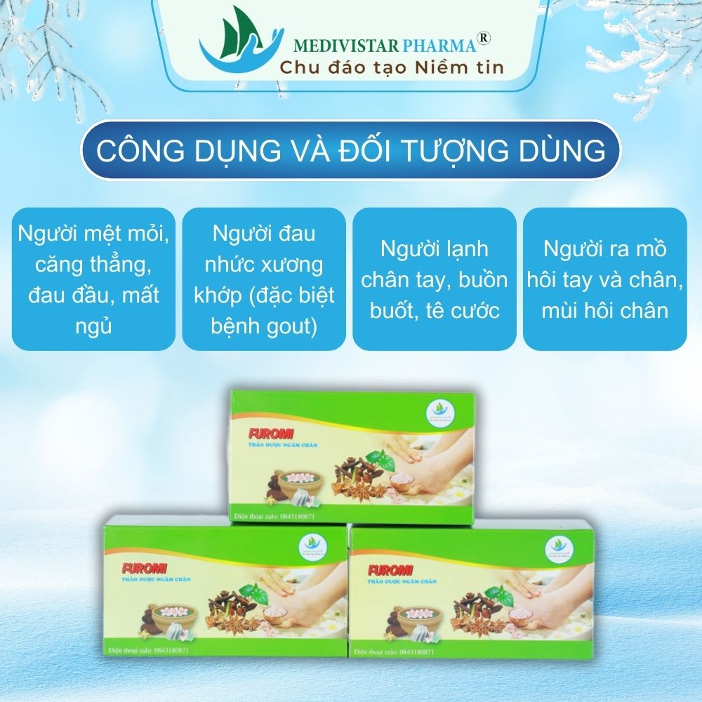 Thảo Dược Ngâm Chân FUROMI Dành Cho Người Đau Khớp, Mất Ngủ Giúp Hết Tê Buồn Tay Chân, Giải Tỏa Căng Thẳng Hộp 20 Túi Lọc