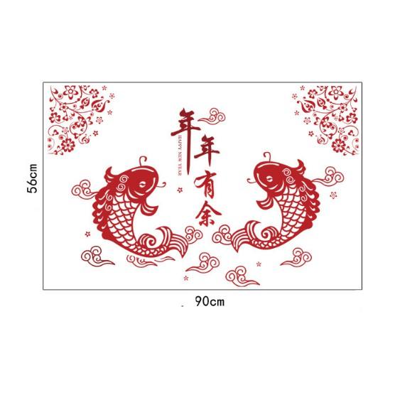 Decal trang trí Tết - Cặp Cá Chép đỏ báo Hỷ
