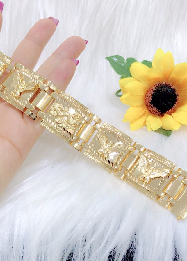 Lắc tay nam đại bàng chạm rồng bảng lớn mạ vàng 24k
