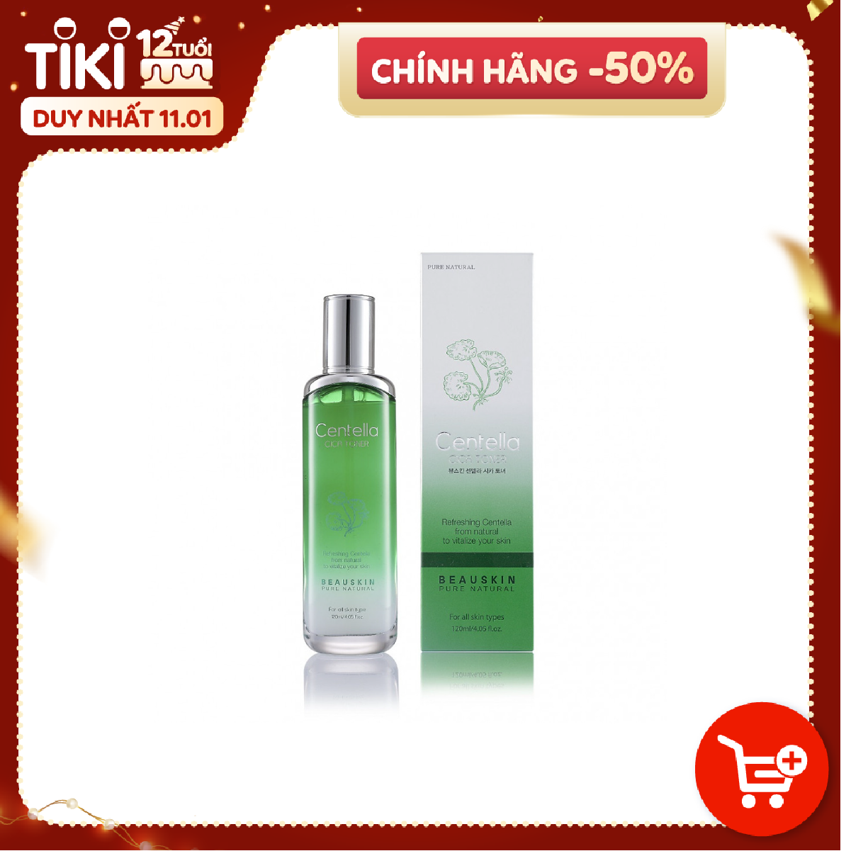 Nước hoa hồng cân bằng độ ẩm, làm trắng và mờ thâm Beauskin Centella Cica Toner (120ml) - Hàn Quốc Chính Hãng