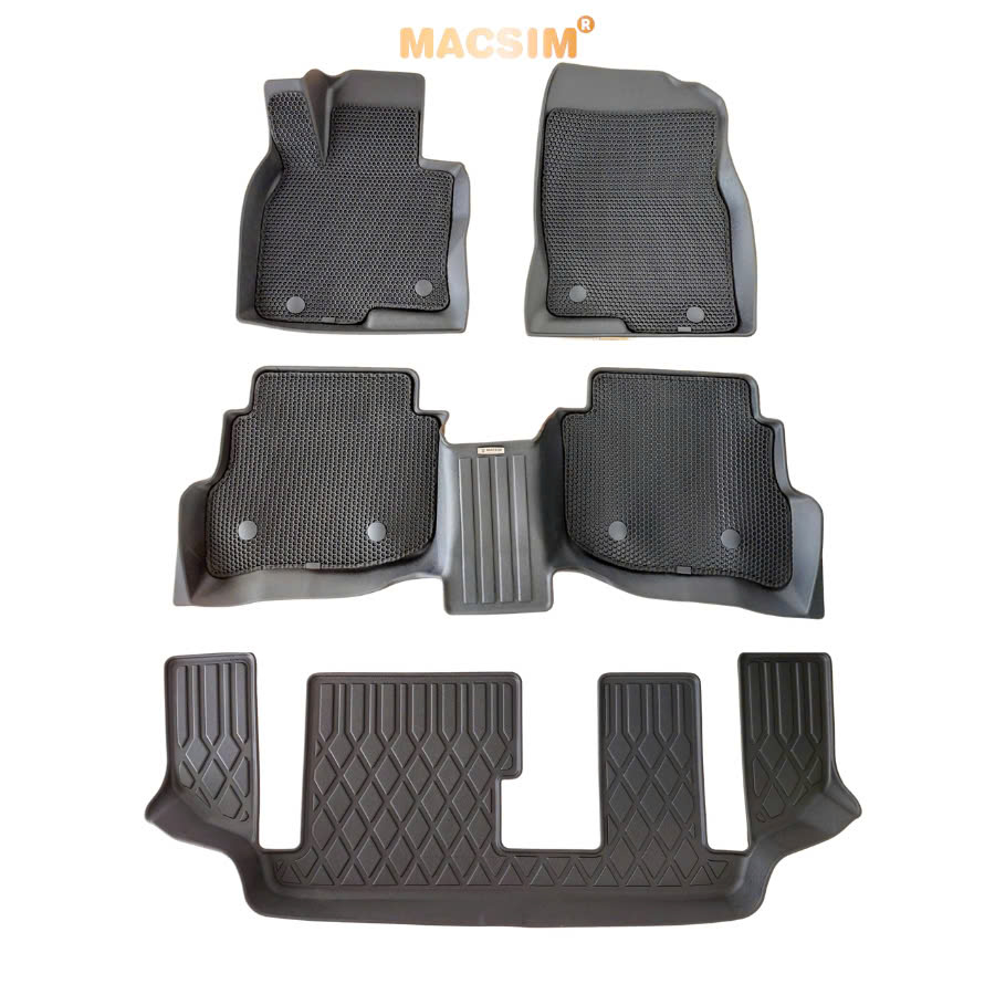 Thảm ô tô sd1 2 lớp dạng lưới lục giác Mazda CX8 màu đen - bề mặt cao su siêu sạch - Macsim