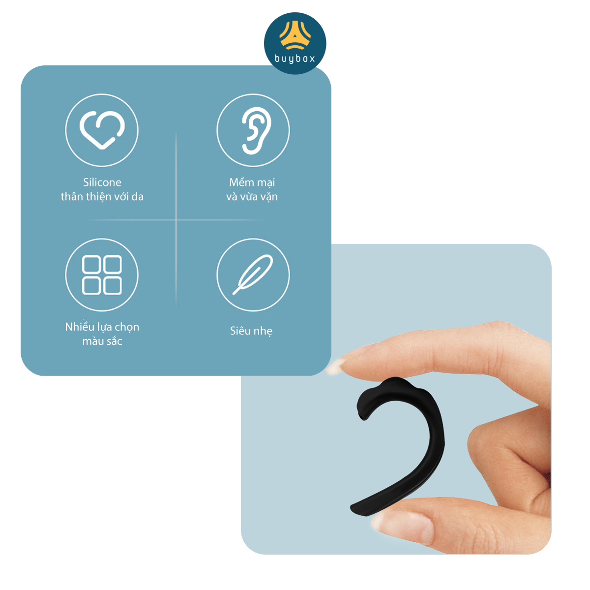 Quai đeo khẩu trang chất liệu silicone giúp đệm êm vành tai, giảm hằn đỏ (Mẫu có gợn sóng)_BUYBOX_BBPK195