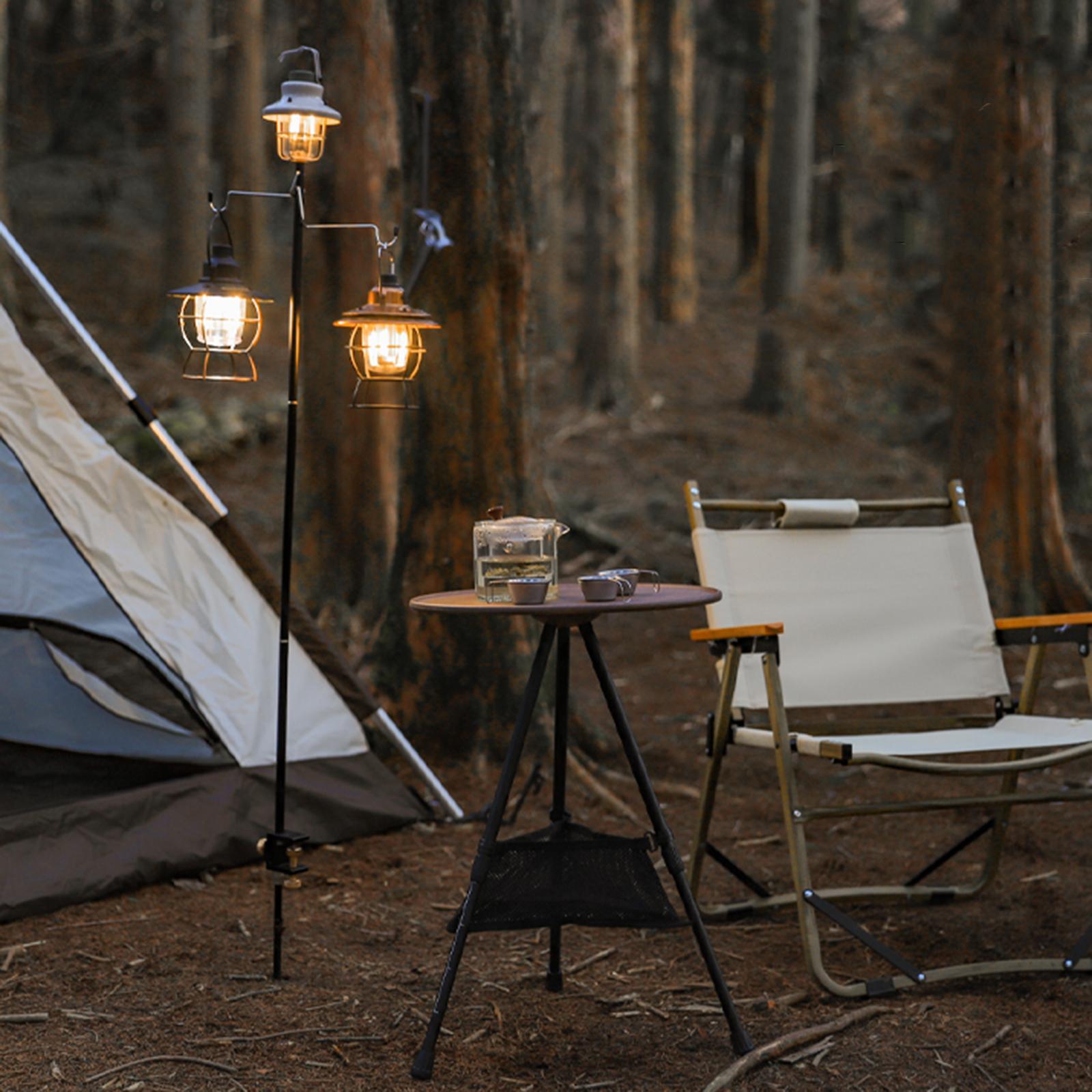 Camping Lantern Stand, Light Stand Hanger, Foldable Portable Aluminum Lantern Pole Hanger, Light Holder for Outdoor Hiking Garden BBQ Fishing