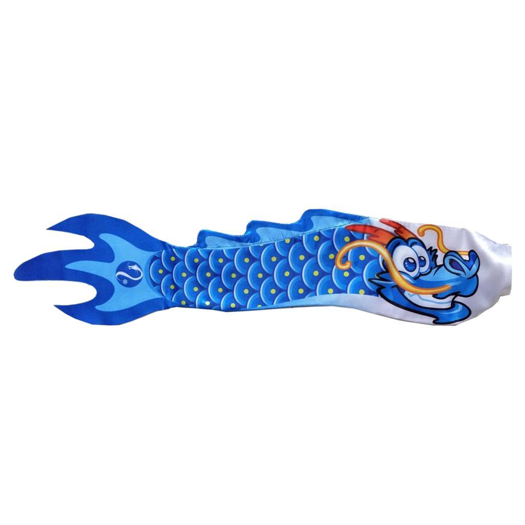 2-4pack Creative Dragon Flag Outdoor Windsock Carp Streamer Hanging Decor Blue