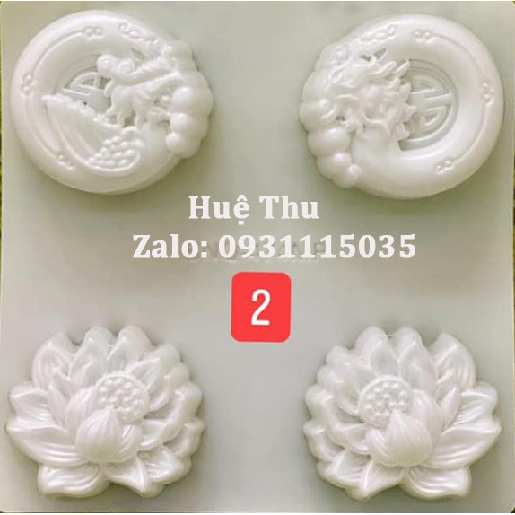 Khuôn rau câu trung thu Hoa Sen, Hạc (vỉ 4 khuôn) dùng làm bánh / ấn xôi MS 02