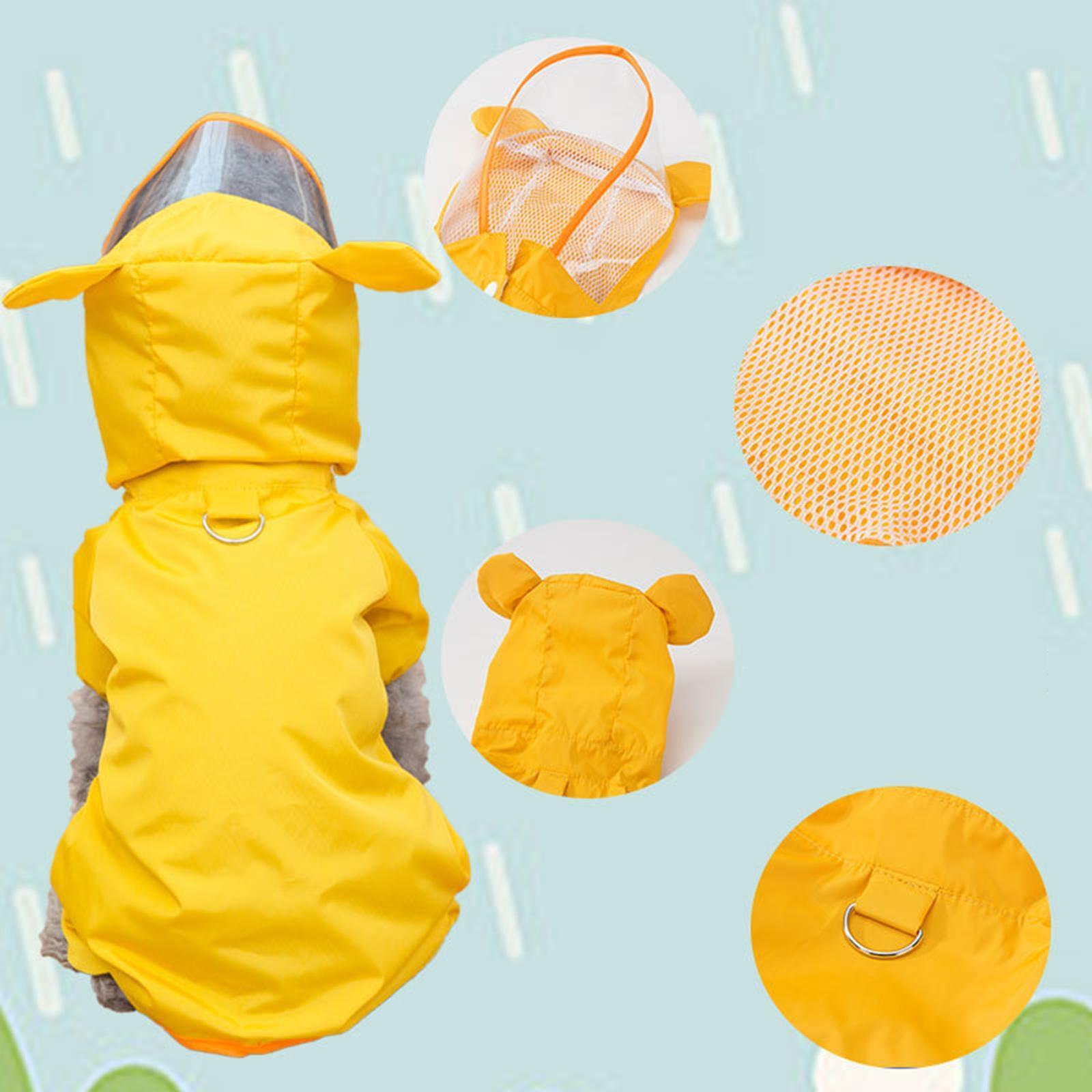 Dog Rain Coat Waterproof Bichon Raincoat Clothes Hooded Slicker Yellow M