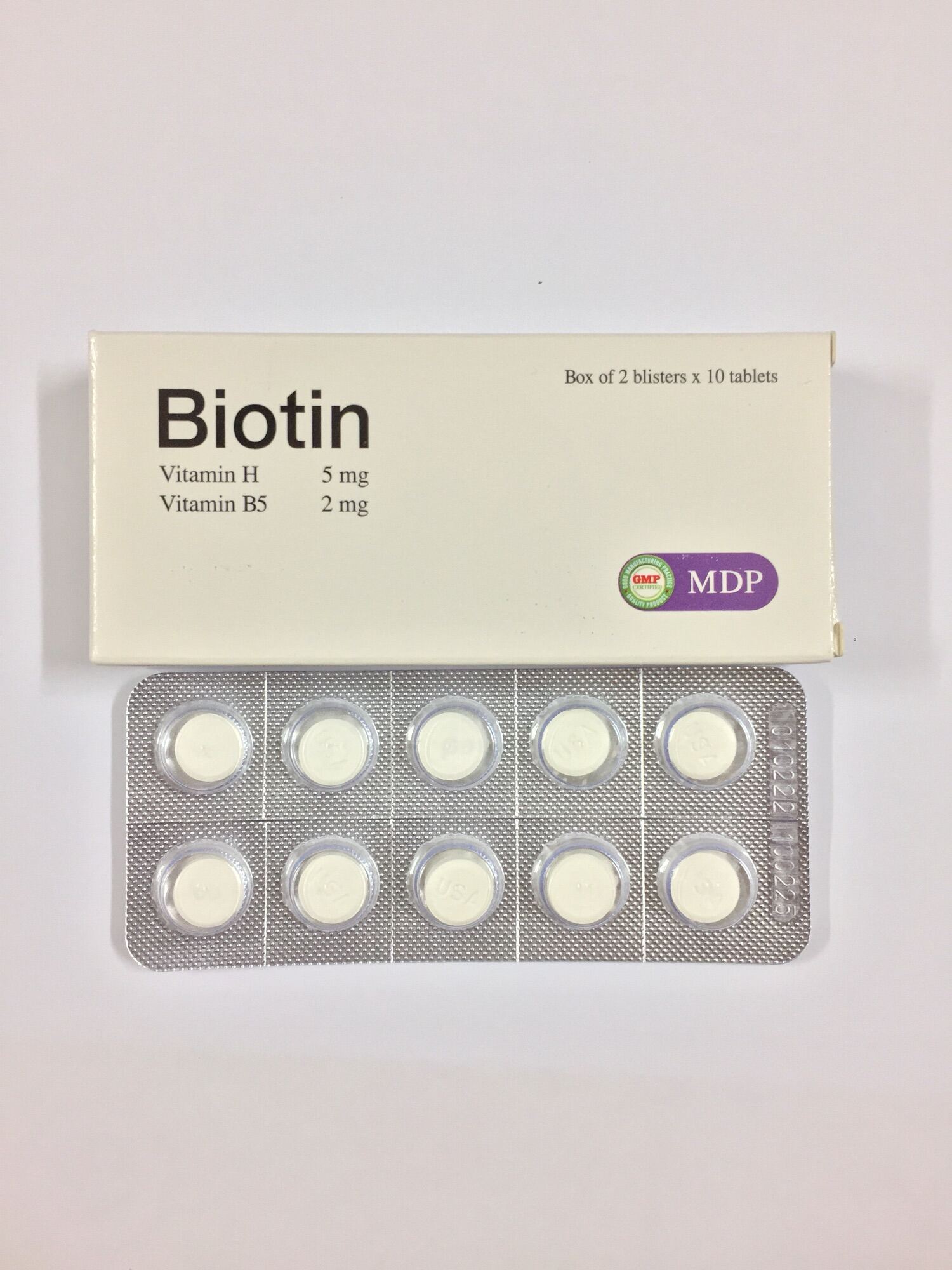 Combo 5 hộp Biotin MDP - Hỗ trợ giảm rụng tóc, gãy móng (Hộp 20 viên)