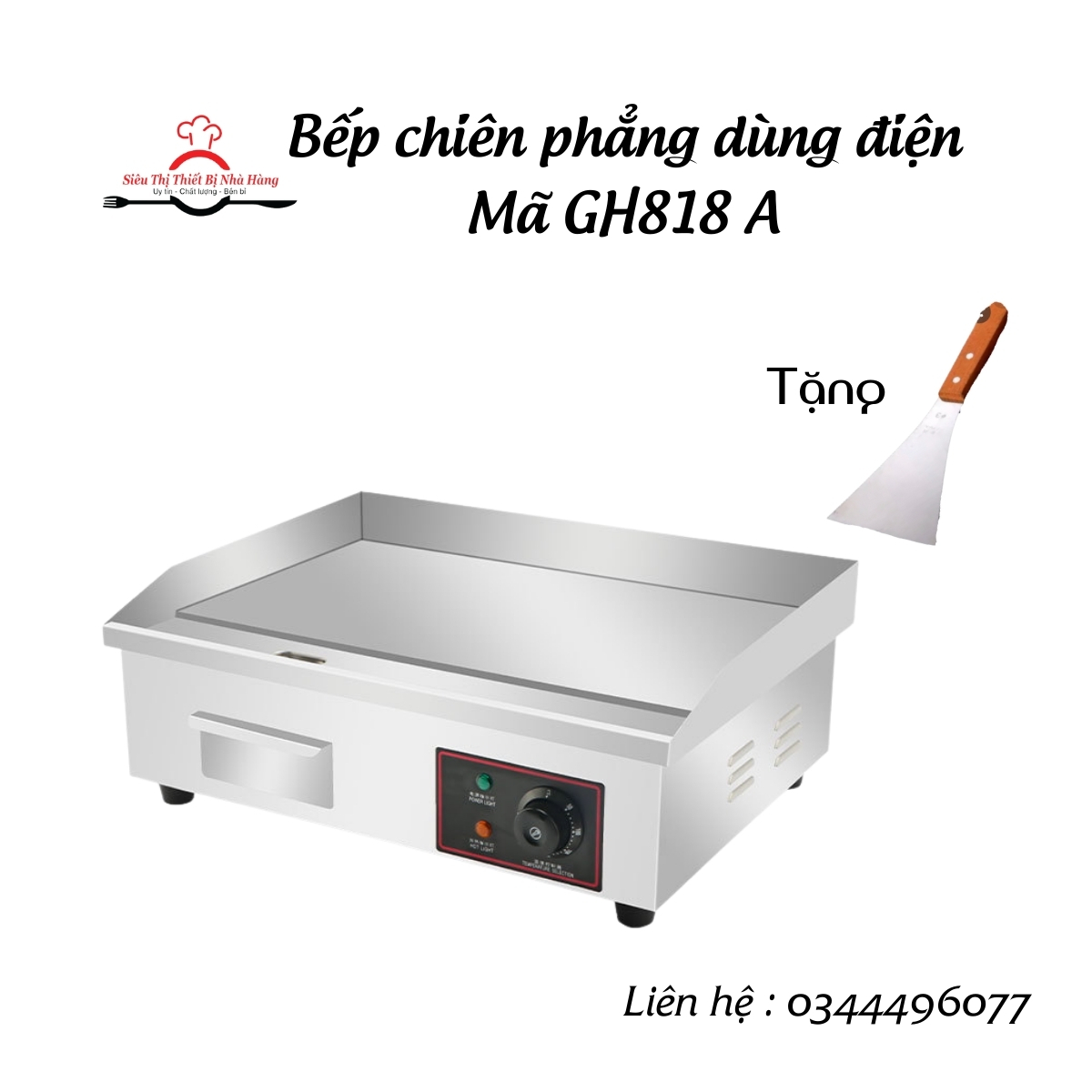 [Dùng điện] TẶNG XẺNG LẬT BÁNH - Bếp chiên rán mặt phẳng điện ngắn GH 818B- Bếp làm bánh doraemon