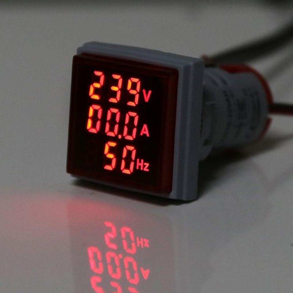 2x LED 3 in 1 Multifunction 60-500V 100A 20-75Hz Voltmeter Amp HZ Gauge