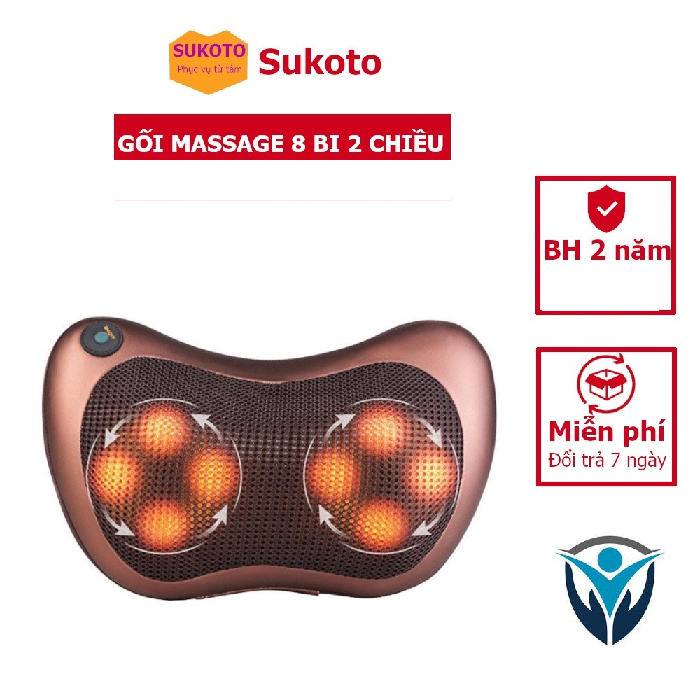 Gối Massage SUKOTO 8 Bi Đảo Chiều- Xoa Dịu Mỏi Cổ Vai Gáy