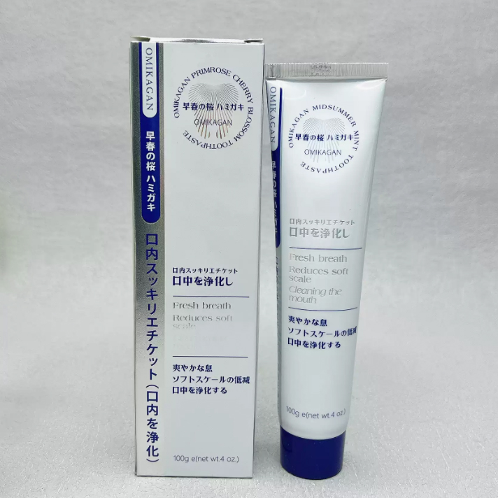Kem đánh răng Omikagan Hoa Anh Đào, bạc hà Nhật Bản 100g - Hương thơm lãng mạn trắng răng