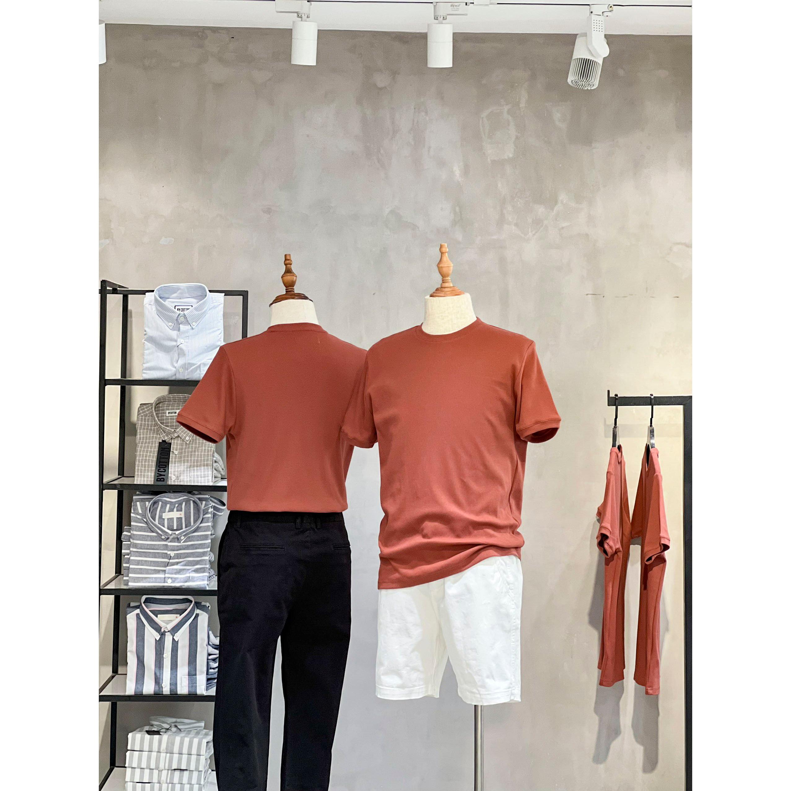 Áo Thun Ngắn Tay Cổ Tròn Nam BY COTTON BRICK RED TEE 0922