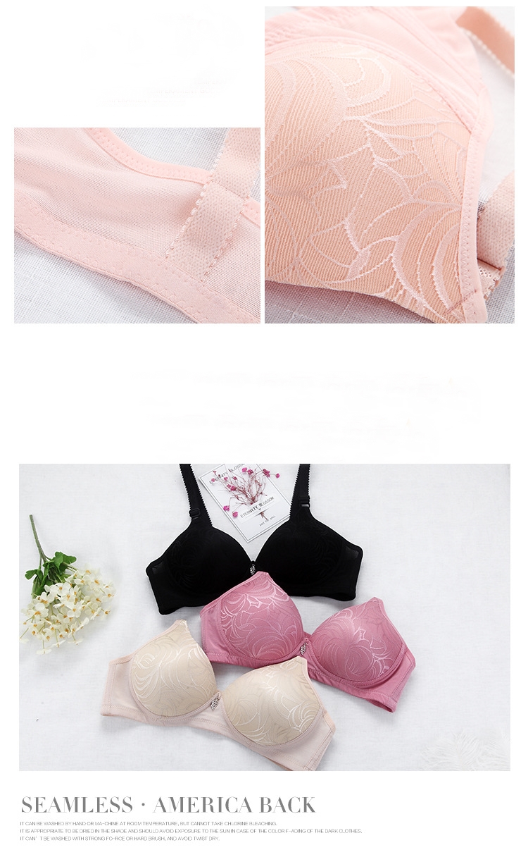 Áo lót trơn không gọng mút đệm vừa cotton thêu vân gân lá