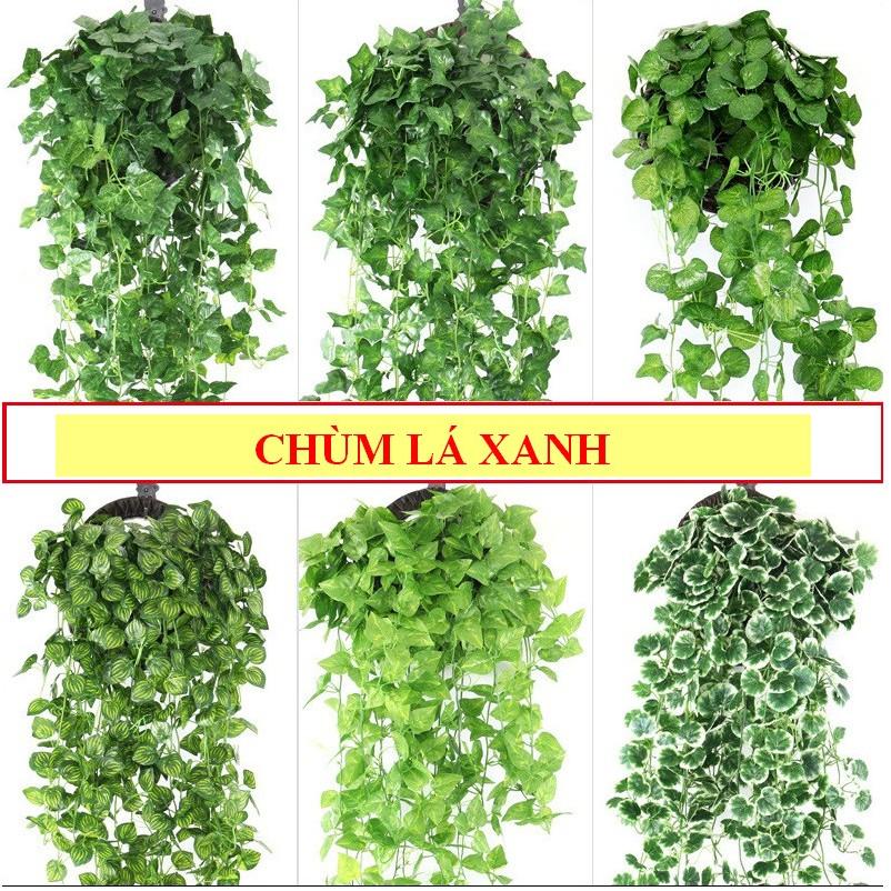 Chùm lá xanh giả trang trí không kèm bình treo