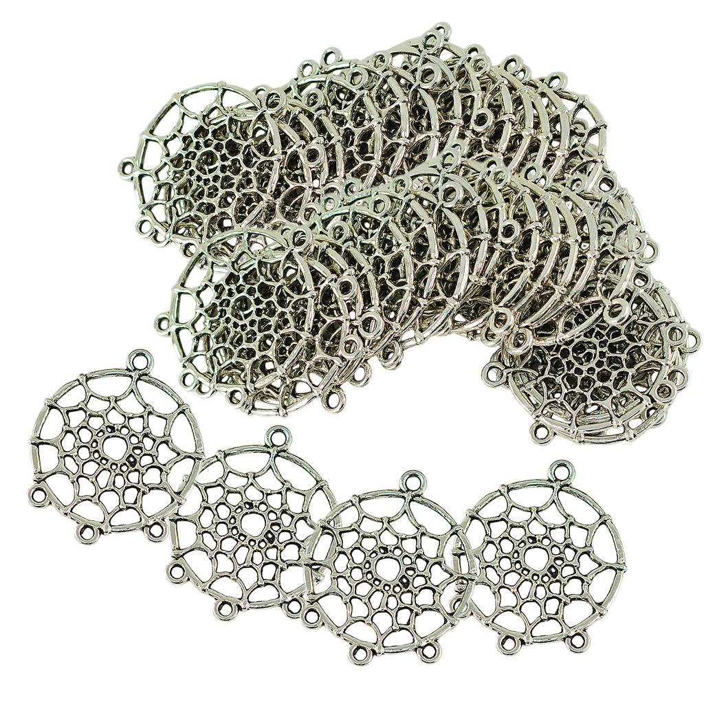 50 Piece Vintage Style Indians Dream Catcher Earring Necklace DIY Making Pendant Connector Sewing Crafts Embellishments 34x28mm