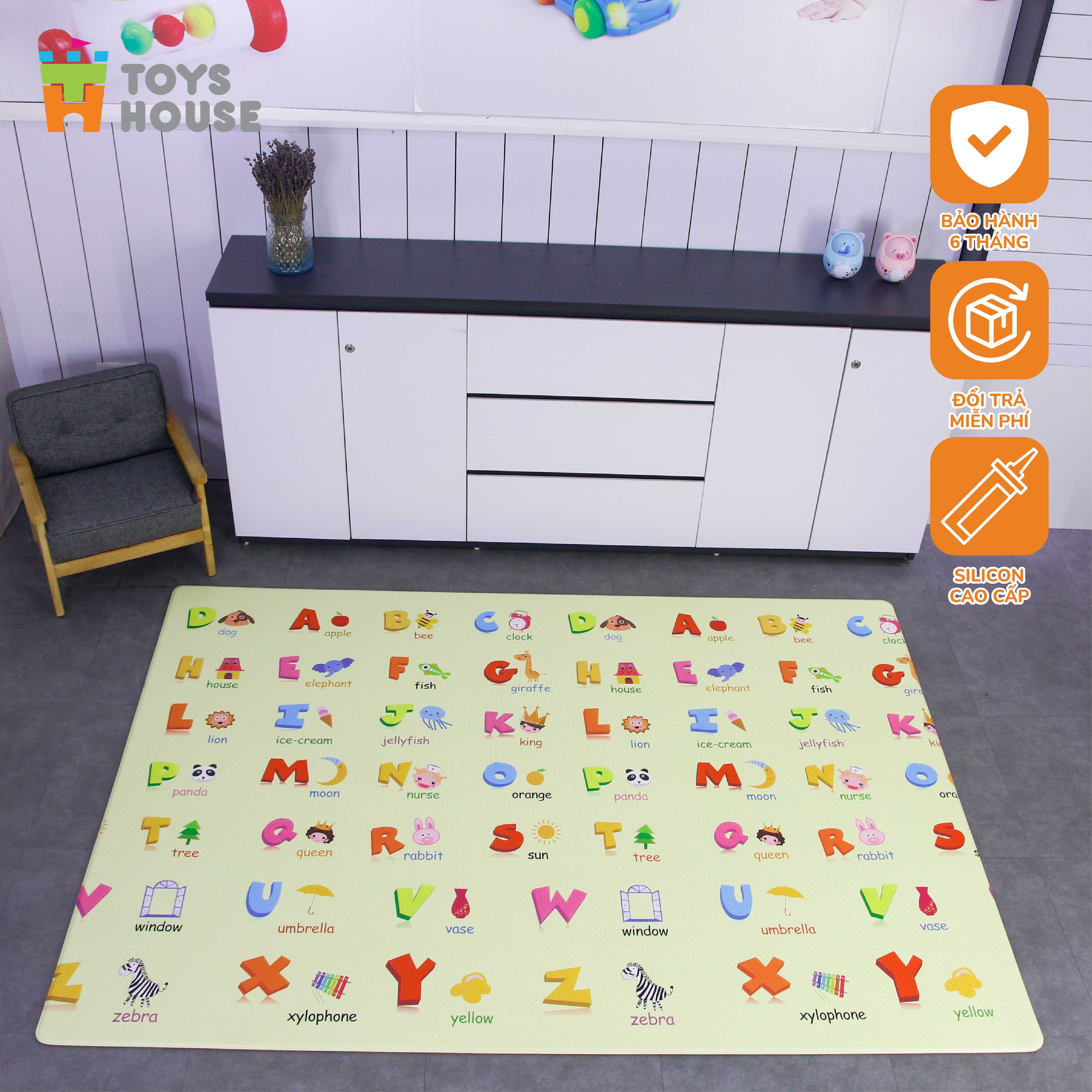 Thảm Nằm Chơi Silicon Cho Bé Toys House - Hình Chữ Cái - 140200 Cm