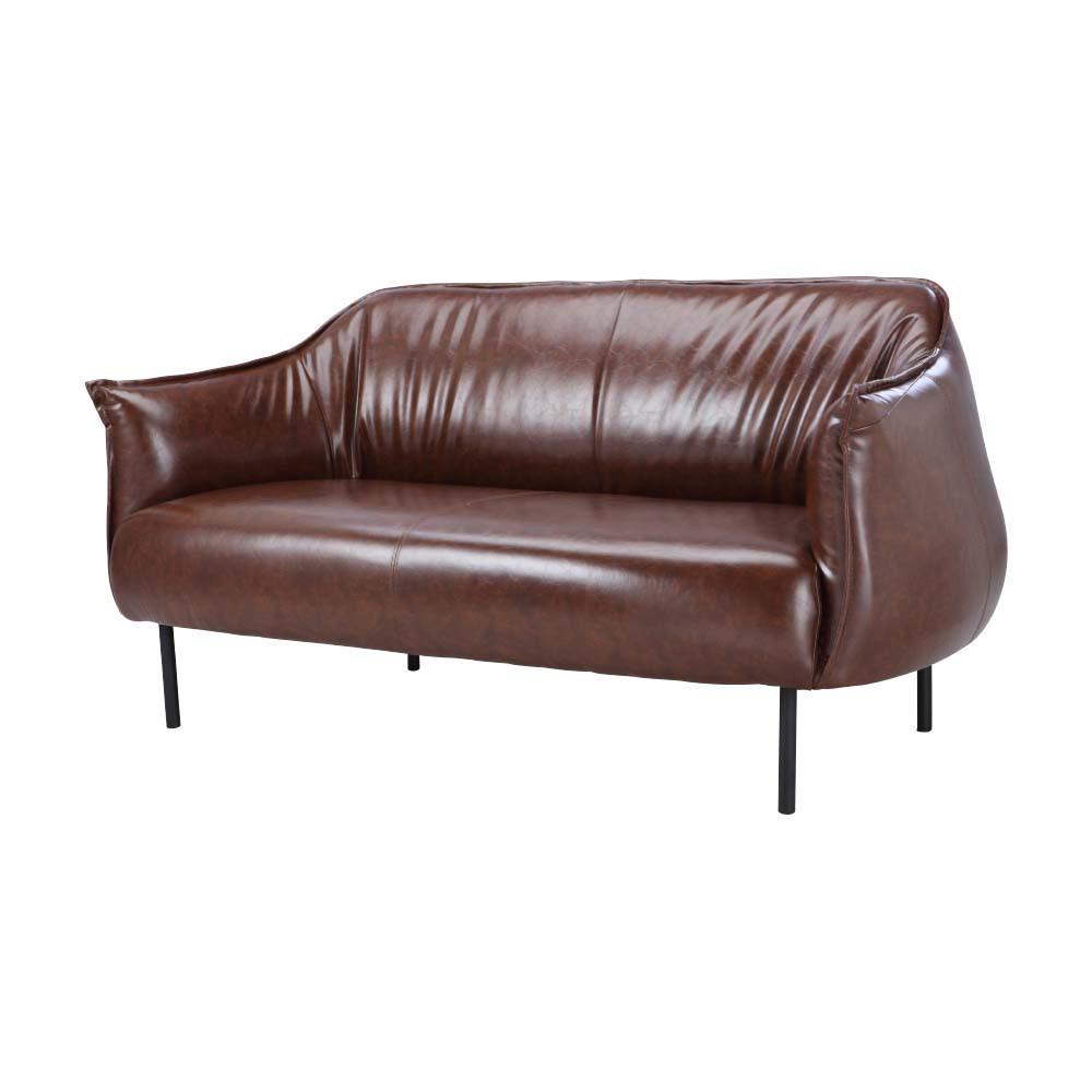 Ghế sofa đôi GRUFF khung gỗ, đệm bọc da PVC bóng cao cấp màu nâu | Index Living Mall - Phân phối độc quyền tại Việt Nam