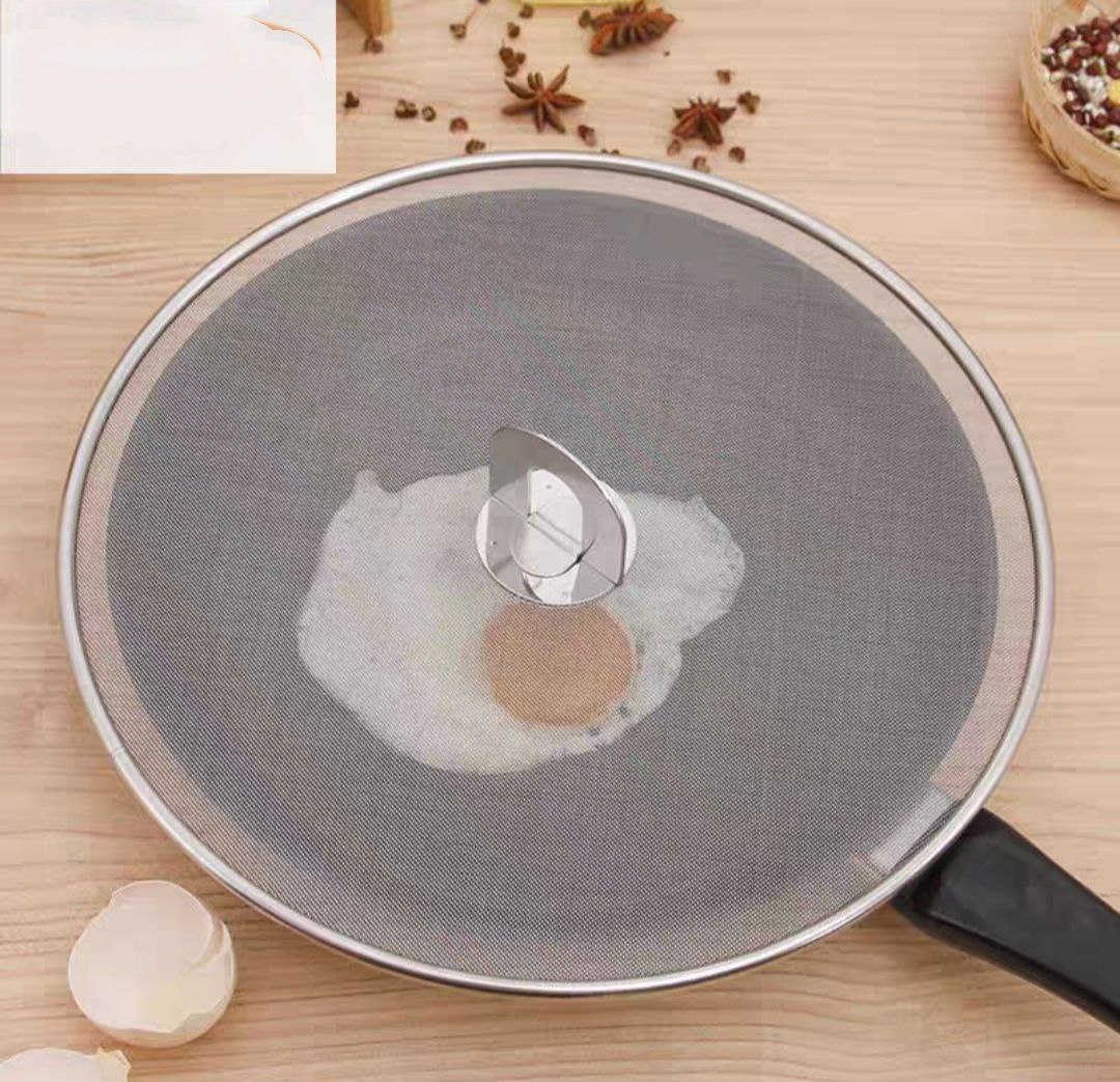 nắp lưới đậy chảo chống văng dầu mỡ có 2 size có tay cầm và núm chất liệu inox cao cấp - Gia dụng bếp