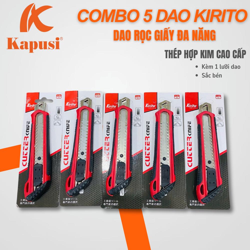 [COMBO 5 Dao rọc giấy KIRITO]  lưỡi 18mm - Dụng cụ hỗ trợ trong văn phong cho việc cắt giấy, dây điện, bìa cứng.