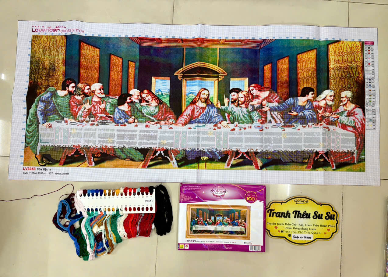 Tranh thêu chữ thập (3D) Bữa tiệc ly LV3353, kích thước 125 x 55 cm