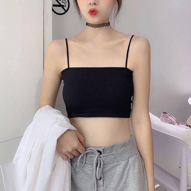 Áo Bra 2 Dây Đúc Su Thun Lạnh Đệm Mút Tháo Rời TOPBRA
