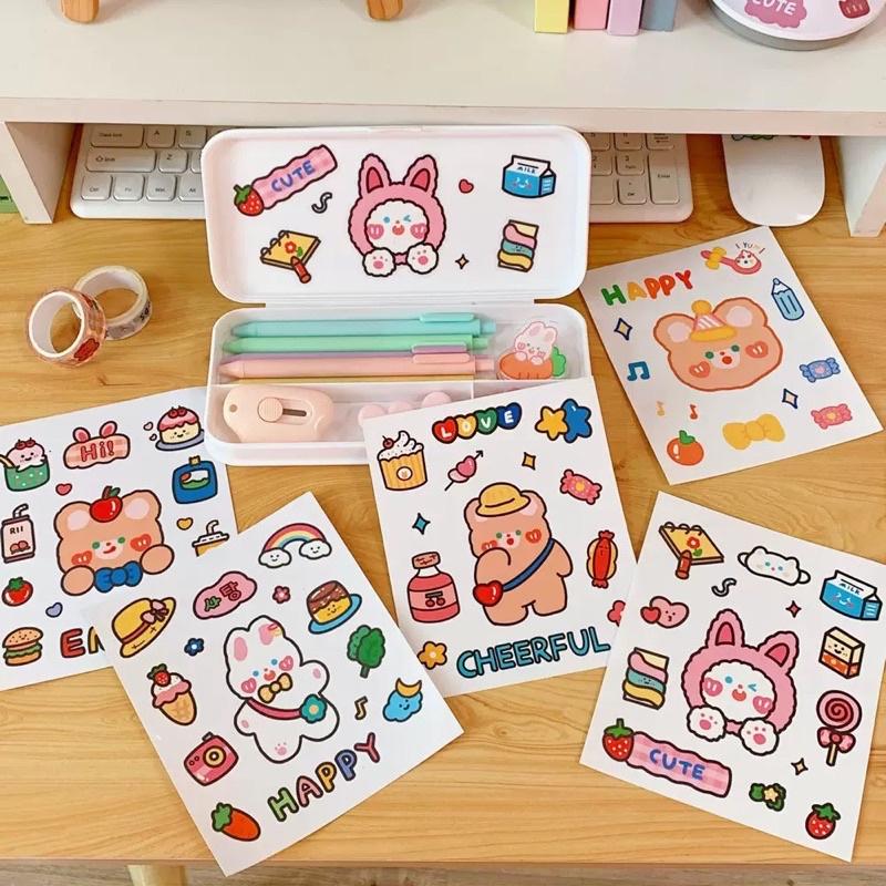 MS503 Sticker dễ thương, hình dán cute thỏ gấu