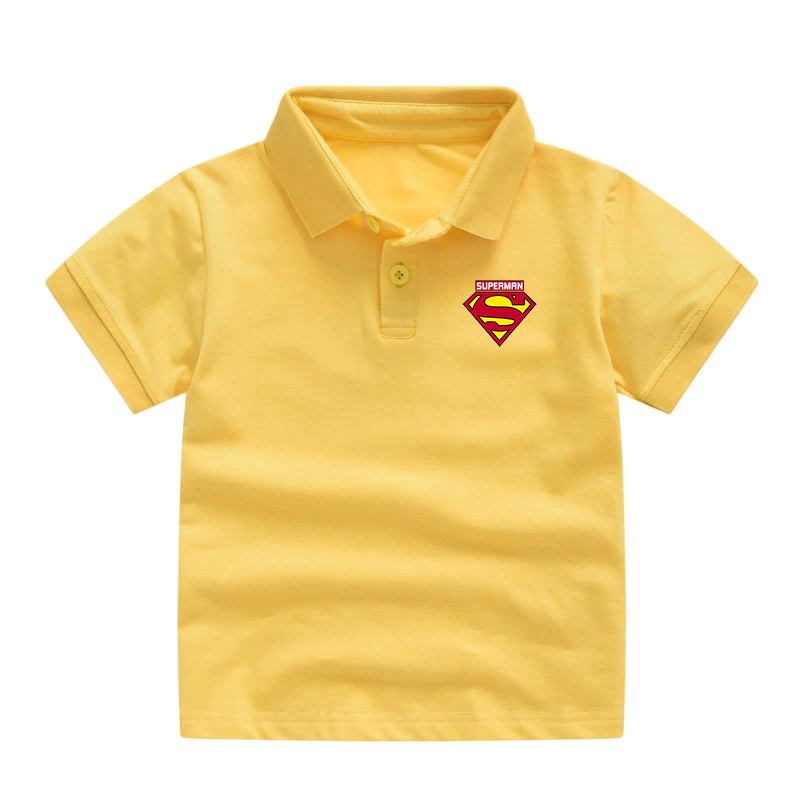 Áo polo cho bé trai mẫu logo Superman size 11 đến 30kg - Áo thun có cổ cho bé vải thoáng mát Gokis shop PLK04